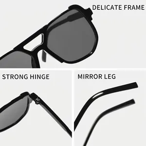Modische Kinder-Sonnenbrille mit Doppelsteg und quadratischem Rahmen im Retro-Stil