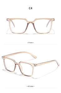 Detailed shots showing front and side view of champagne translucent anti-blue light glasses