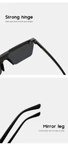 Detail of strong hinge and comfortable mirror leg on children's rimless sunglasses