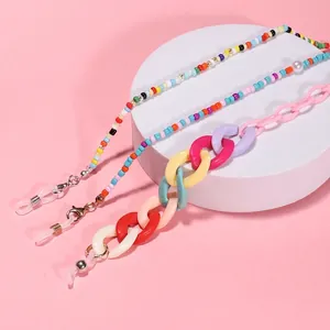 Handmade colorful acrylic beaded glasses chain and face mask lanyard in candy colors