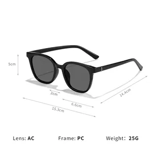 Classic black square frame sunglasses for outdoor UV sun protection and daily style