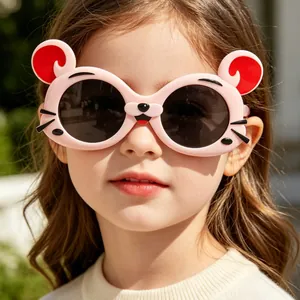 Lunettes de soleil professionnelles tigre rose pour enfants avec protection UV complète