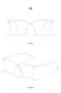 Detailed views of transparent anti-blue light glasses frame with square large design
