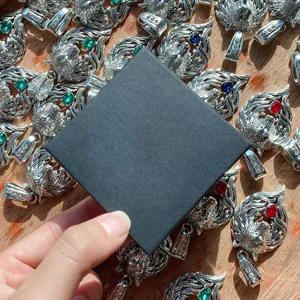 Boîte Cadeau de Bijoux en Papier Noir Boîte Carrée Couvercle Ciel et Terre Pour Chaîne Cubaine Collier Rangement Bague Présentation