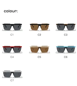 Multiple color options for children's rimless polygon sunglasses with one-piece lens