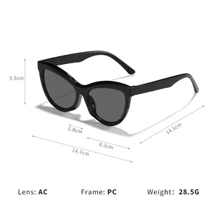 Lunettes de soleil œil de chat noires pour femmes avec protection UV et design vintage