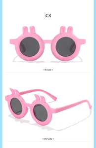 Detailansichten von vorne und der Seite einer süßen rosa Hasen-Sonnenbrille