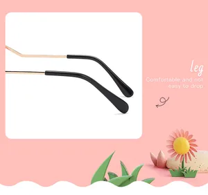 Detailed view of comfortable metal temples with black tips for kids' sunglasses