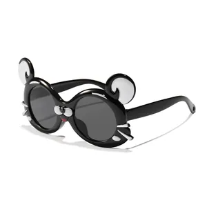 Adorables lunettes de soleil pour enfants en forme de tigre avec protection UV, noires