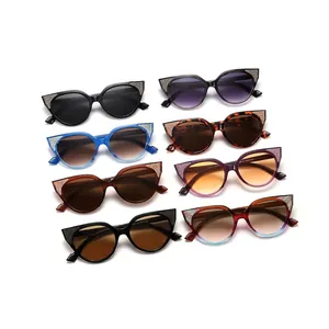 Gafas de sol retro cat eye para mujer con orejas de gato brillantes y protección UV
