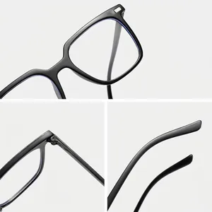 Stylish black anti-blue light computer glasses frame for women with large square design