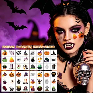 Halloween Cartoon Temporary Tattoo Stickers Waterproof Body Art Pumpkin Spider Ghost Bat Horror Decor For Party Decoration