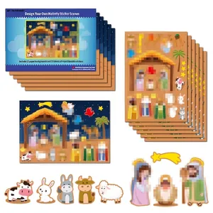 Detail view of the Christmas Nativity sticker set showing backgrounds and characters