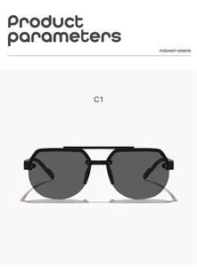 Detail front view of children's double bridge aviator sunglasses with black frames