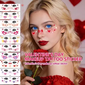 Adesivi per Tatuaggi con Lentiggini a Cuore di San Valentino Tatuaggi per il Viso a Cuore Rosso e Rosa Impermeabili per Trucco da Festa da Donna