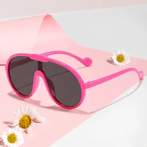 Lunettes de Soleil de Sport pour Enfants Grande Lentille d'une Seule Pièce Protection UV400 Mode Aviateur PC AC pour Garçons Filles