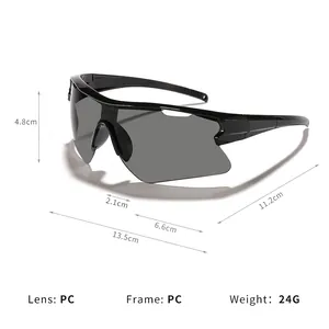 Gafas de sol deportivas sin montura con lentes grises para ciclismo y correr, UV.