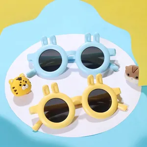 Kinder Hasenohren Sonnenbrille UV400 Schutz Süß Karikatur Rund Rahmen Brillenfür Jungen Mädchen Party Draußen Brillen