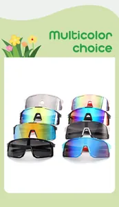 Variety of children's oversized cycling sunglasses with colorful mirror lenses