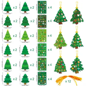 Lista detallada de componentes y medidas del kit de adornos navideños 3D para niños