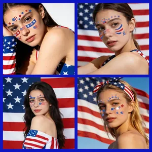 Detailansicht wasserfester US-Flaggen-Gesichtstattoos für die Feier zum 4. Juli