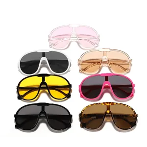 Lunettes de soleil de sport aviateur pour enfants à grande monture et verres d'une seule pièce