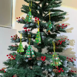 Adornos navideños 3D de papel para colgar con bonitos dibujos animados DIY para niños