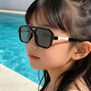 Occhiali da Sole Aviator Quadrati Retrò per Bambini Montatura a Doppio Ponte per Ragazzi Ragazze Protezione UV alla Moda
