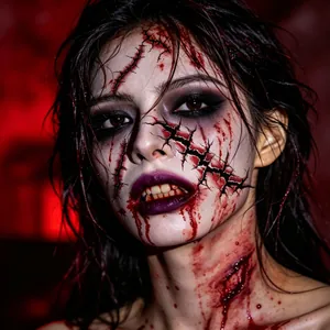 Realistic Halloween horror scar tattoo stickers for spooky face and neck makeup effects