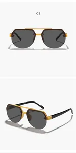 Front and side views of children's double bridge aviator sunglasses in gold and black.