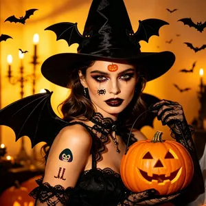 Waterproof cartoon Halloween temporary tattoos featuring pumpkin and spider party designs