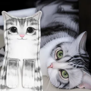 Close-up view of the realistic cat-shaped hanging hand towel featuring soft absorbent fabric.