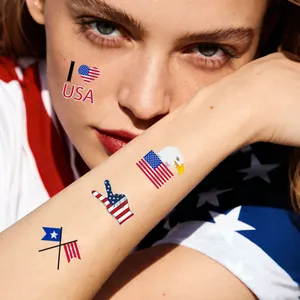 Patriotic USA Independence Day temporary tattoos with silver foil for face and body
