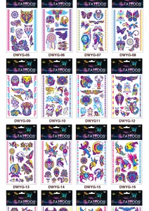 Collection de tatouages éphémères fluorescents d'animaux pour Halloween avec loups