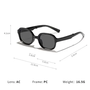 Foldable square frame sunglasses for children with AC lenses and a lightweight PC frame