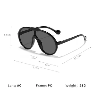 Lunettes de soleil de sport surdimensionnées pour enfants avec monture en PC noir