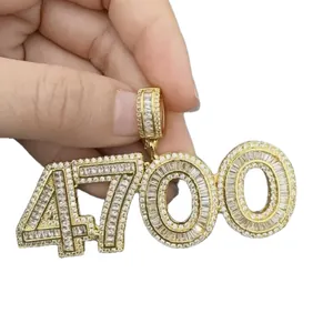 Close-up detail of '4700' iced-out pendant showing the intricate sparkling stone setting