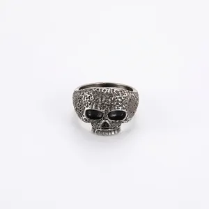 Anello Teschio Retro Per Uomo Acciaio al Titanio Antico Punk Rock Gotico Fascia Dito Gioielli In Acciaio Inossidabile 316L Regalo