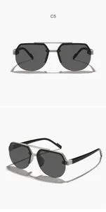 Detailed front and side views of children's double bridge aviator sunglasses in silver and black
