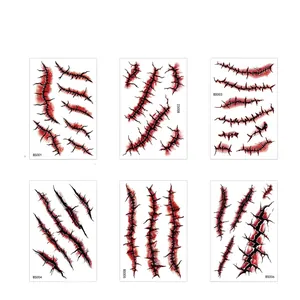 Halloween realistic bloody scar temporary tattoo stickers for horror zombie makeup