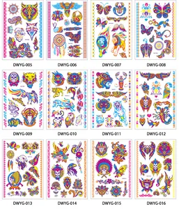 Vibrant collection of fluorescent temporary tattoo stickers with diverse animal designs.