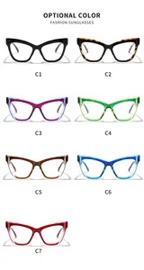 Multicolor stylish cat-eye anti-blue light glasses frames for women in seven distinct colors