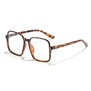 Classic oversized square blue light blocking glasses with a stylish tortoise shell frame