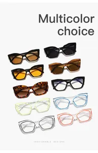 Variety of trendy cat-eye sunglasses featuring colorful frames and tinted lenses