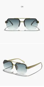 Front and side view of children's double bridge aviator sunglasses with blue gradient lenses