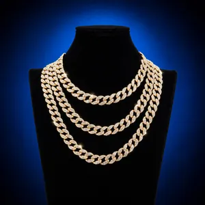 Elegante collana catena Miami Cuban oro con strass uomo stile hip hop scintillante