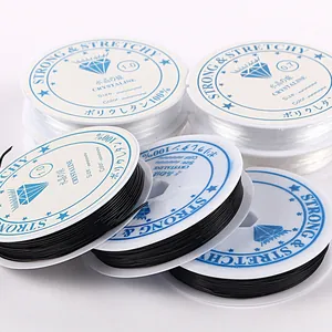 Cordón de Cristal Elástico Para Hacer Joyas DIY Hilo de Cuentas de Poliuretano Transparente Negro Para Suministros de Artesanía de Pulsera y Collar