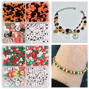 DIY bead kit for Halloween and Christmas jewelry making including letter beads and charms