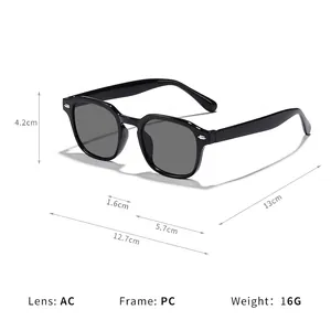 Lunettes de soleil rétro pour enfants monture carrée noire avec clous et dimensions