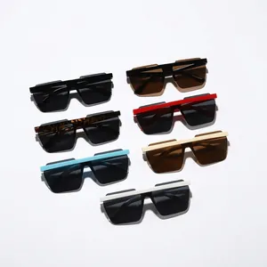 Vintage flat-top rimless sunglasses for children in various colorful frames